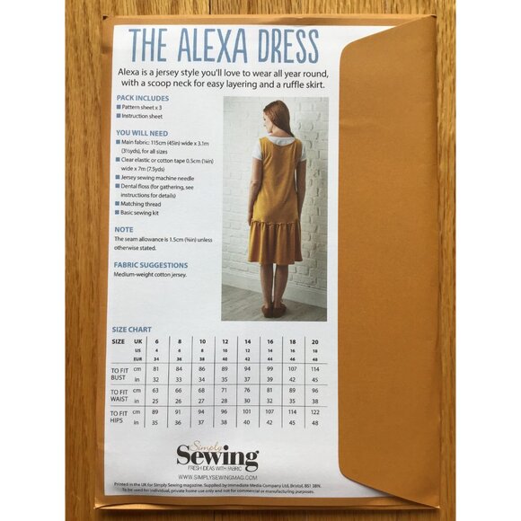 Misses Easy Dress Pattern The Alexa Dress UNCUT Size 4 6 8 10 12 14 16 18 - Picture 3 of 4